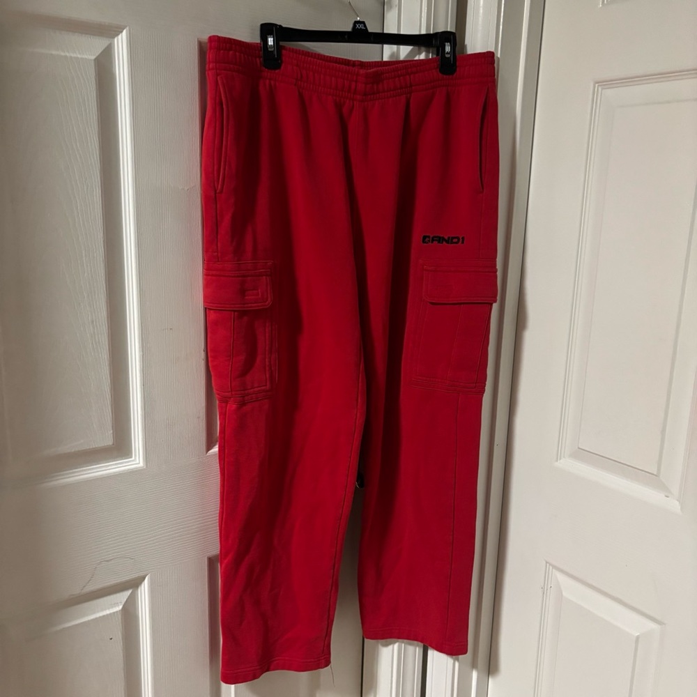Andi Vintage Men’s Athletic Red Cargo Sweat Pants Size XL